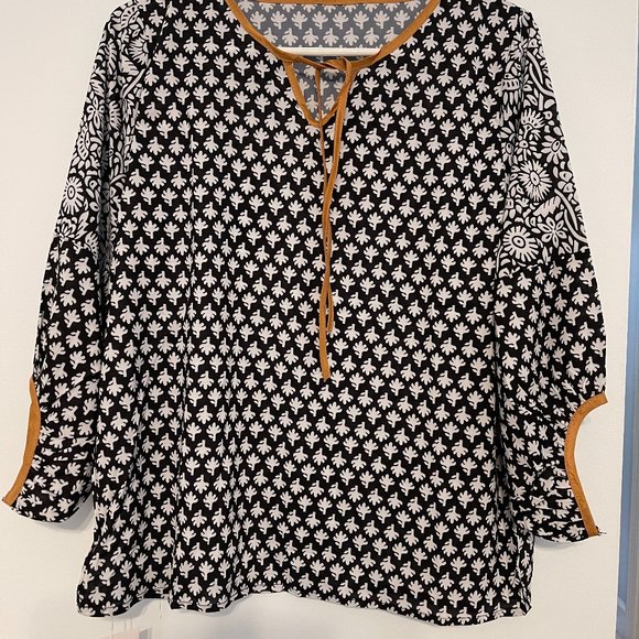 Elegant Fashion Bow Drawstring Printing Patchwork Chiffon Shirt Summer - Picture 3 of 3